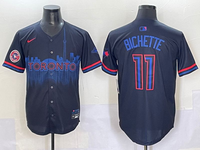 Men 2025 Toronto Blue Jays #11 Bichette Black Joint Name Nike MLB Jersey style 5